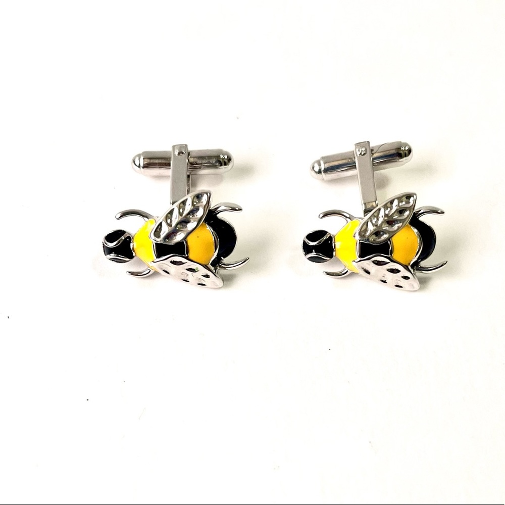 Sterling Silver & Enamel Bumblebee Cufflinks!